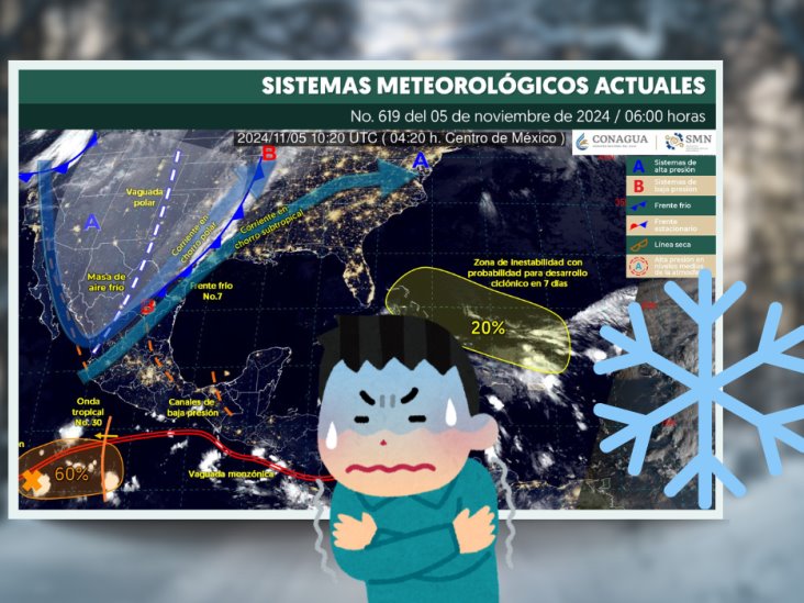 Frente Frío 7: Heladas de -10°C  ¿Qué estados estaría afectando hoy 5 de noviembre?