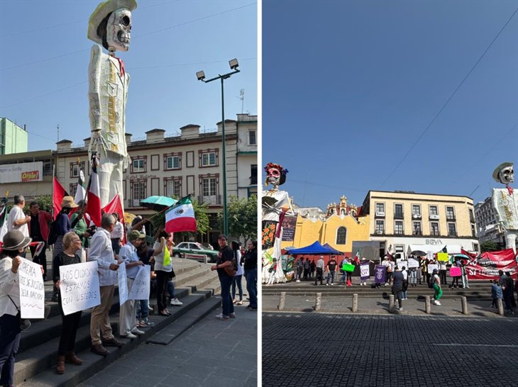 Protestan en Xalapa contra reforma al Poder Judicial; instalaron pantalla en Plaza Lerdo (+VIDEO)