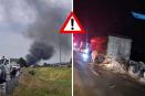 Dos personas fallecidas, saldo del incendio de tráiler en la autopista Puebla-Orizaba