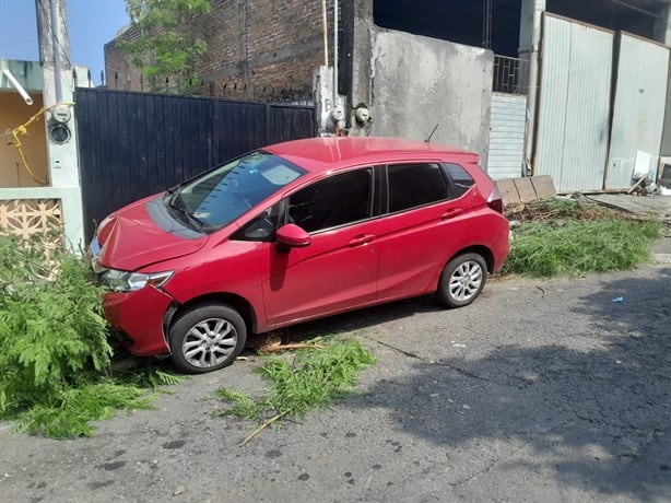 Automóvil en Veracruz choca contra un árbol y genera daños materiales