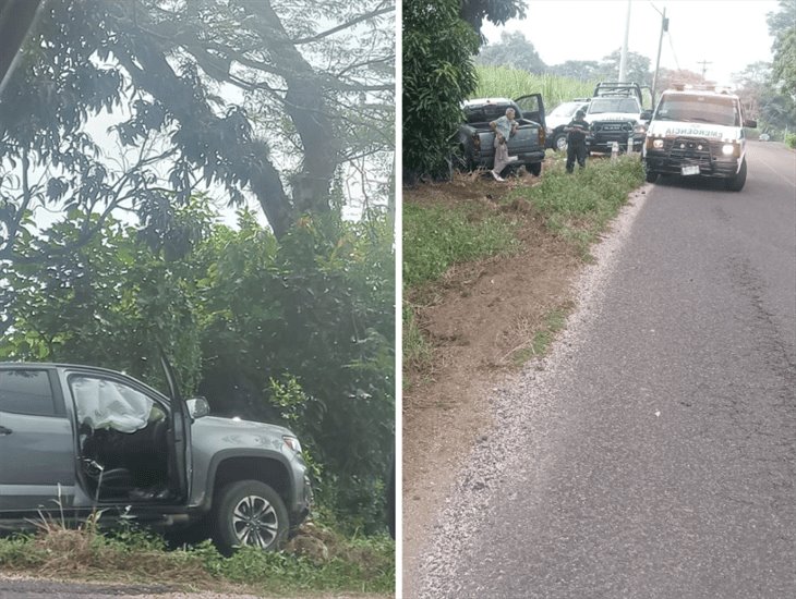 Se registra accidente en la carretera Coatepec-Tlaltetela; taxi y camioneta se dan encontronazo 