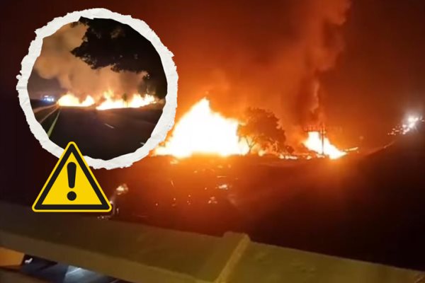Voraz incendio en la carretera Cosamaloapan-La Tinaja por volcadura de pipa (+Video)