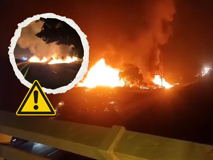 Voraz incendio en la carretera Cosamaloapan-La Tinaja por volcadura de pipa (+Video)