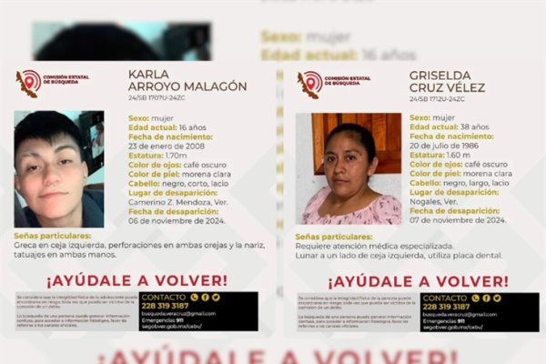 ¿Las has visto?: una joven y una mujer están desaparecidas en la región centro de Veracruz