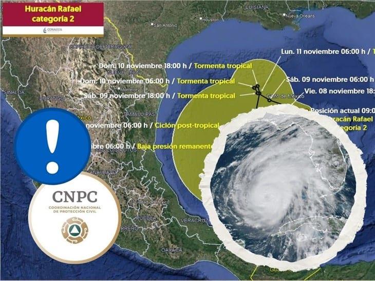 PC Nacional mantiene Alerta Azul por Huracán Rafael en el Golfo de México