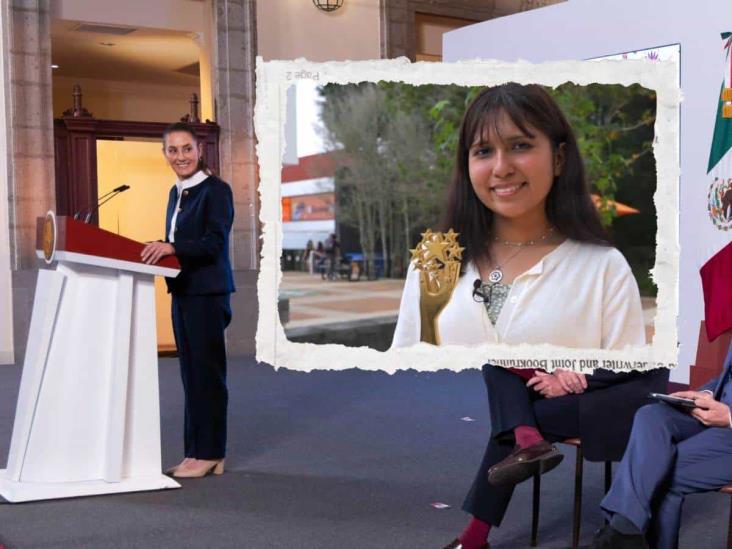 En conferencia de Claudia Sheinbaum reconocen a Ángela Olazarán, la mejor estudiante del mundo (+Video)