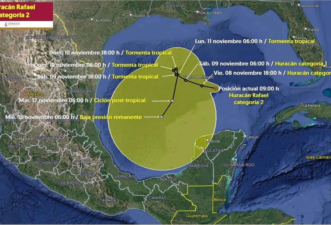 Se debilita el huracán Rafael mientras se desplaza por el Golfo de México