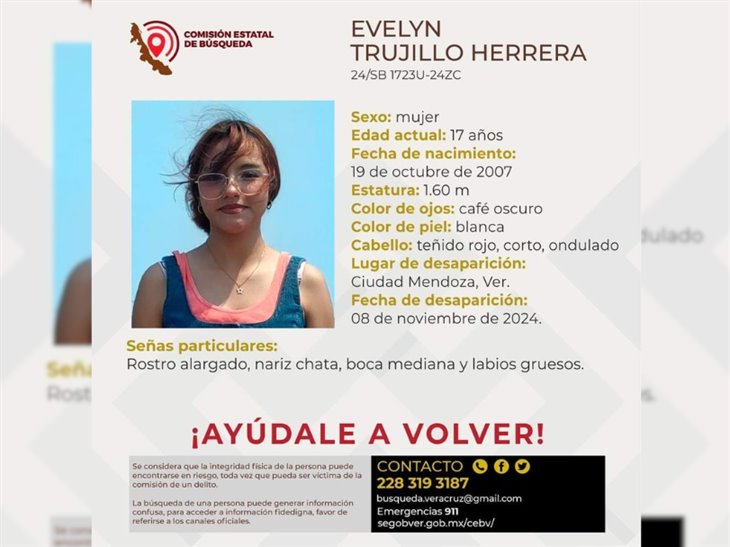 ¿La has visto?: Evelyn, de 17 años, está desaparecida en Camerino Mendoza