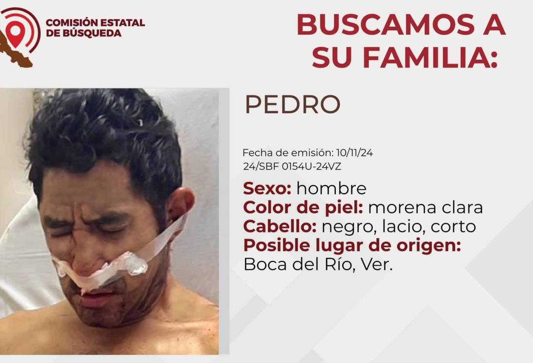 Se busca a la familia de Pedro, quien está internado en el Hospital de Boca del Río