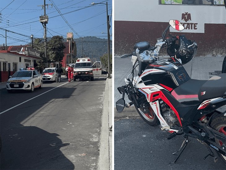 Se registra choque entre taxi y moto en Orizaba