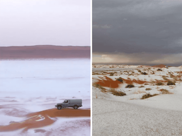 ¡Insólito! por primera vez, cae nieve en el desierto de Arabia Saudita: ¿cuál es la explicación?