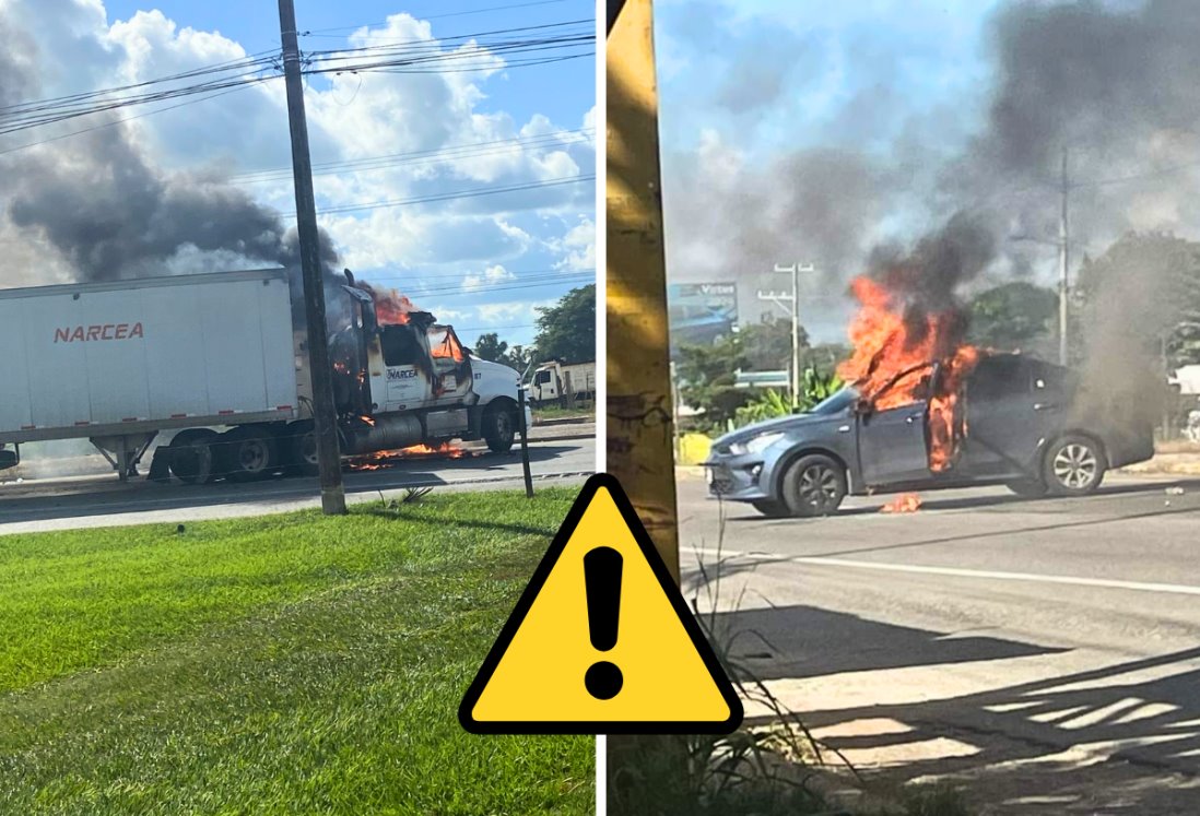 Incendios y balacera bloquean la carretera Villahermosa-Frontera en Tabasco | VIDEO
