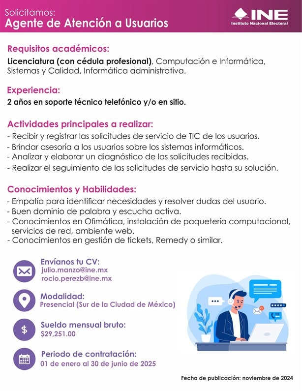 INE ofrece empleo con sueldo de 29 mil pesos ¿De qué se trata? | Requisitos