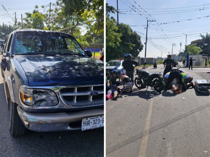 Se registra fuerte choque en Córdoba, entre camioneta y moto: hay dos lesionados