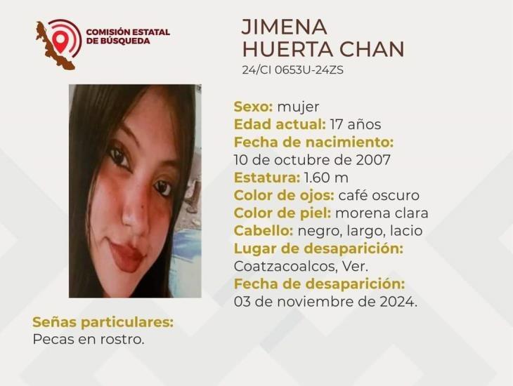 Buscan a Jimena Huerta en Coatzacoalcos, hace 10 días está desaparecida