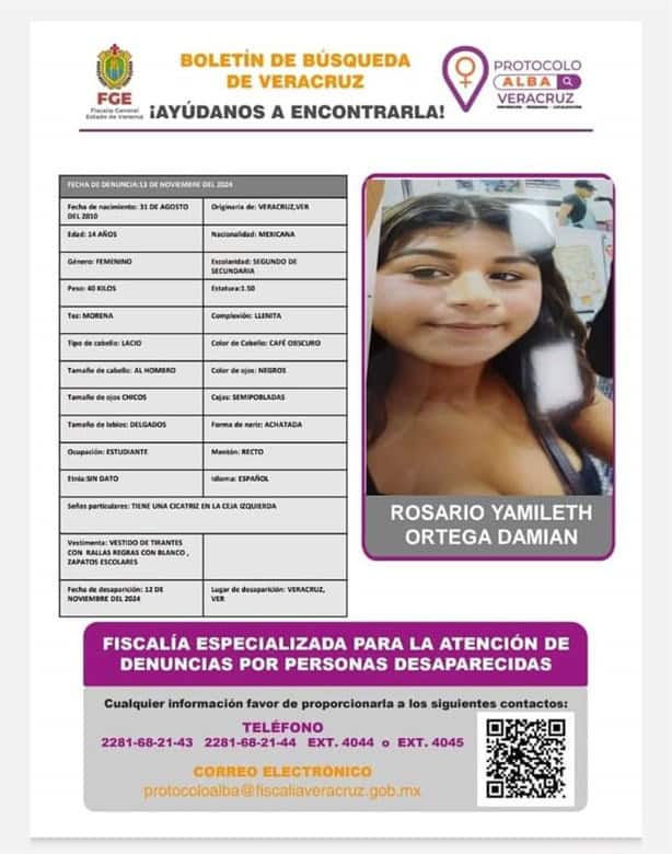 Activan Protocolo Alba por desaparición de Rosario de 14 años en Veracruz