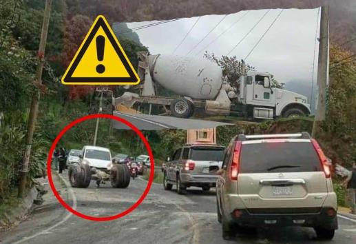 Revolvedora pierde un eje y causa caos en Jilotepec