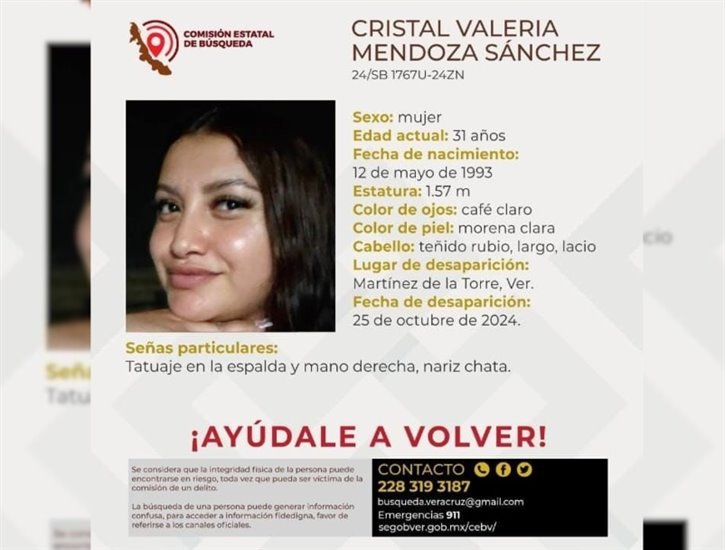 Se busca: Cristal Valeria está desaparecida en Martínez de la Torre 