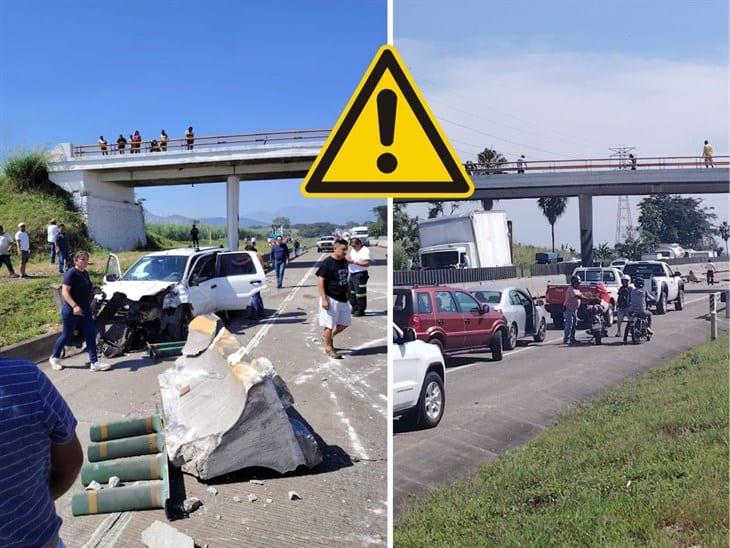 Fuerte accidente múltiple deja dos lesionados en la autopista Córdoba-Veracruz