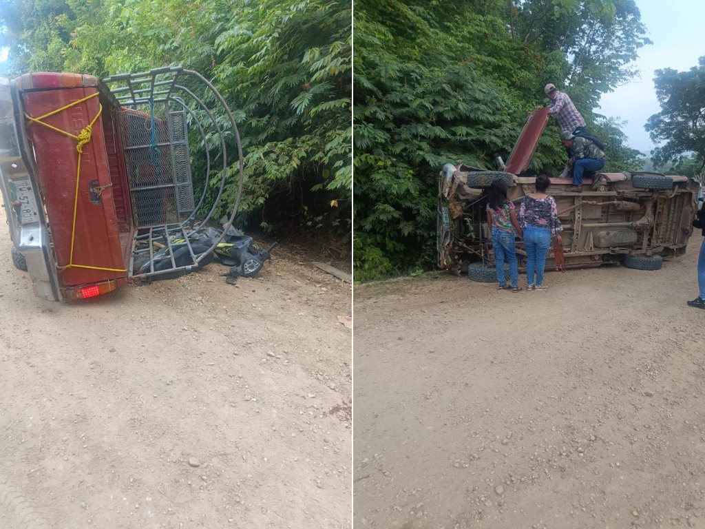 Tres lesionados en accidente en la zona rural de Hidalgotitlán