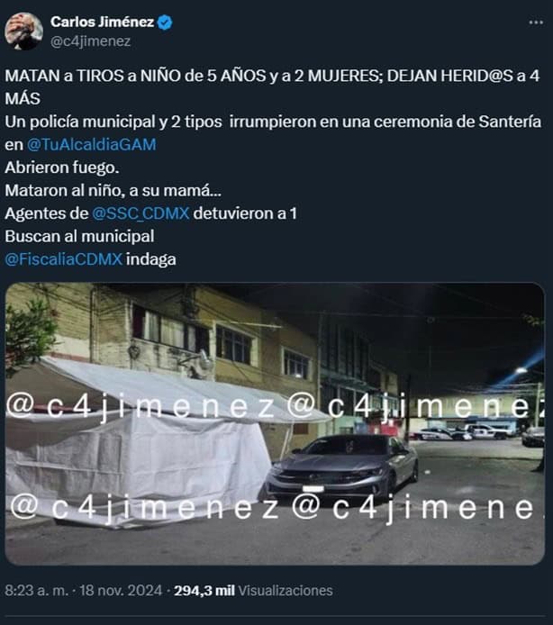 Irrumpen en supuesta ceremonia de santería en CDMX; un menor y 2 mujeres muertas