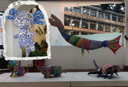 Alumnos de la BENV exponen alebrijes en la Biblioteca Carlos Fuentes de Xalapa