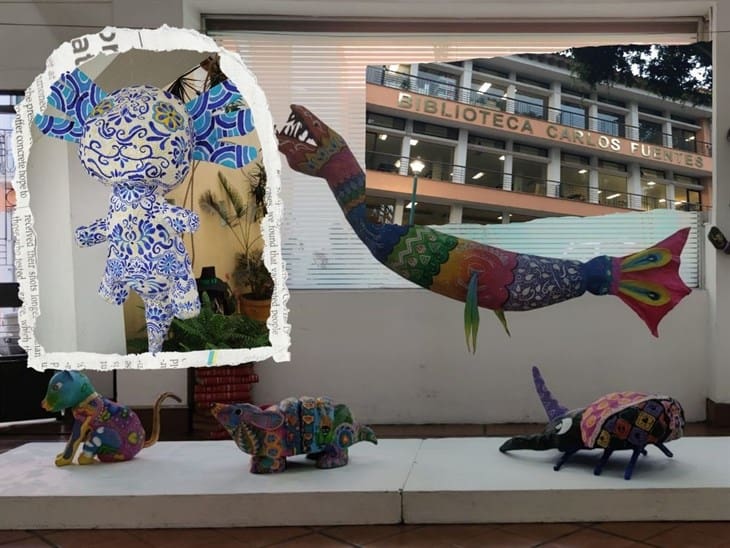 Alumnos de la BENV exponen alebrijes en la Biblioteca Carlos Fuentes de Xalapa