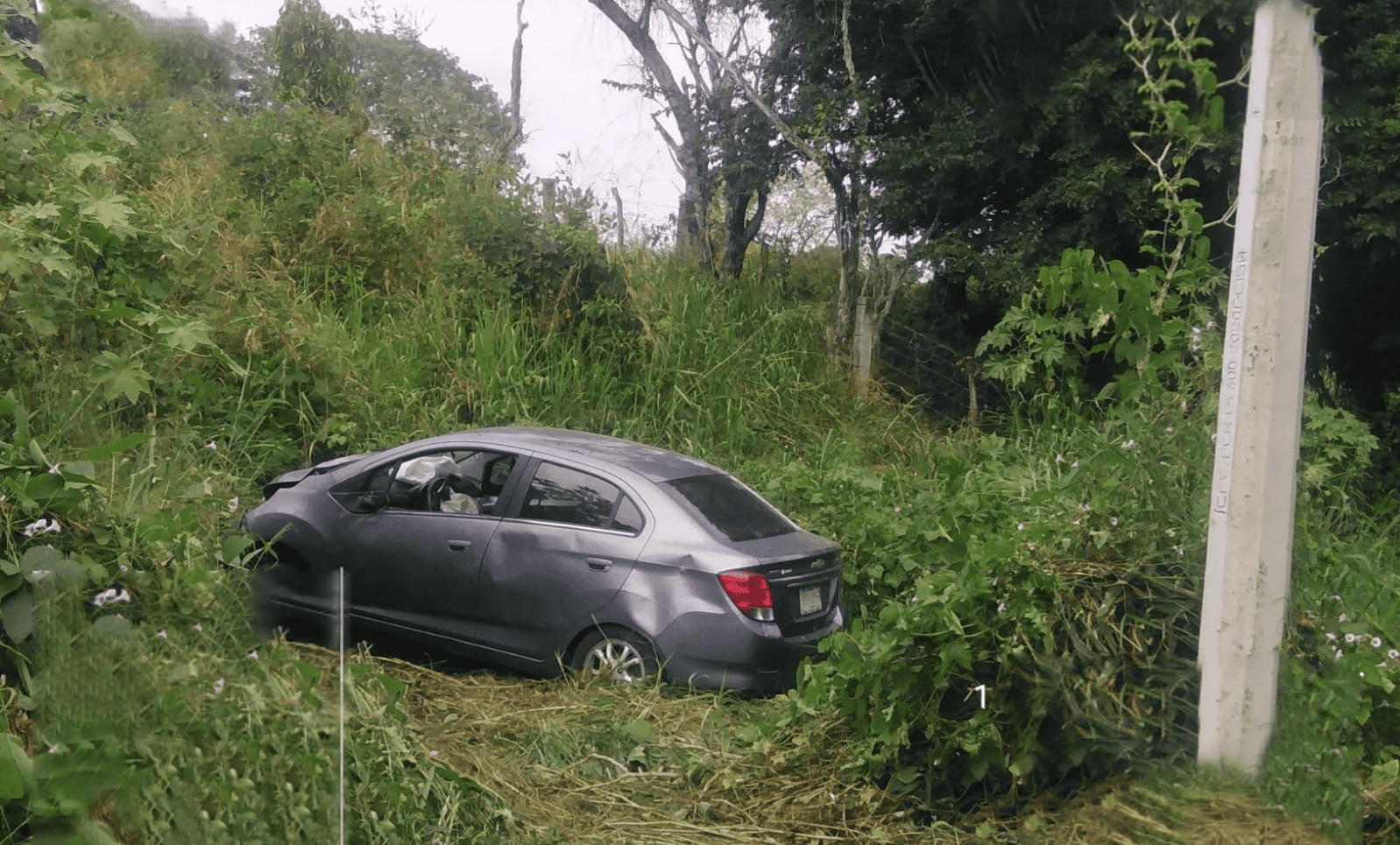 Conductor pierde el control y colisiona con poste en carretera Tierra Blanca-La Tinaja