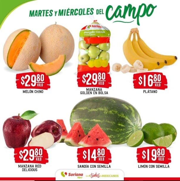 Martes y Miércoles del Campo Soriana: ofertas del 19 y 20 de noviembre