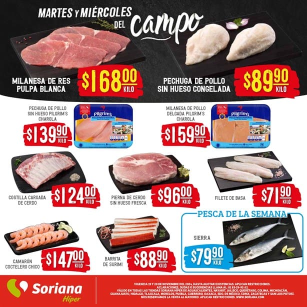 Martes y Miércoles del Campo Soriana: ofertas del 19 y 20 de noviembre