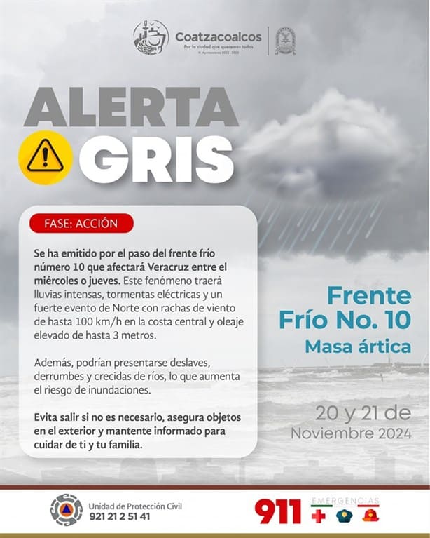 Frente Frío 10: ¿cuándo impactaría a Veracruz y cómo estará el clima en Coatzacoalcos?