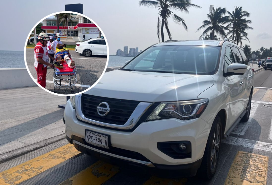 Motociclista se fractura la pierna al chocar con una camioneta en el bulevar de Veracruz