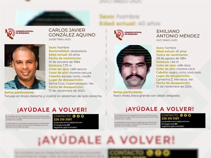 Se buscan: Carlos y Emiliano, de 40 años, están desaparecidos en la zona centro de Veracruz