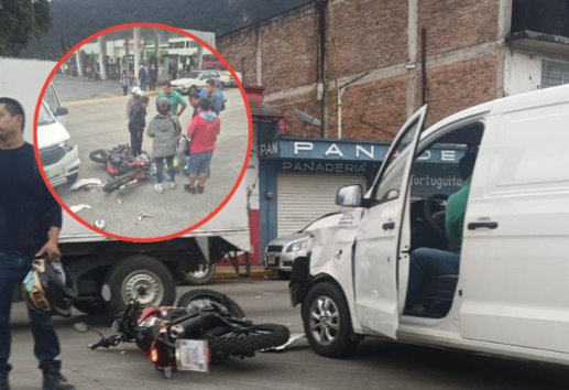 ¡Perdió el control! motociclista se estrella contra una camioneta en Río Blanco