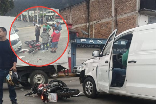 ¡Perdió el control! motociclista se estrella contra una camioneta en Río Blanco