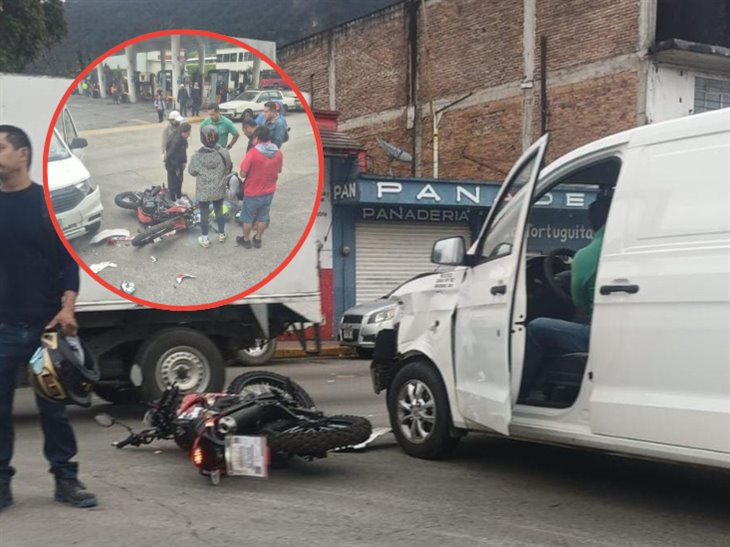 ¡Perdió el control! motociclista se estrella contra una camioneta en Río Blanco