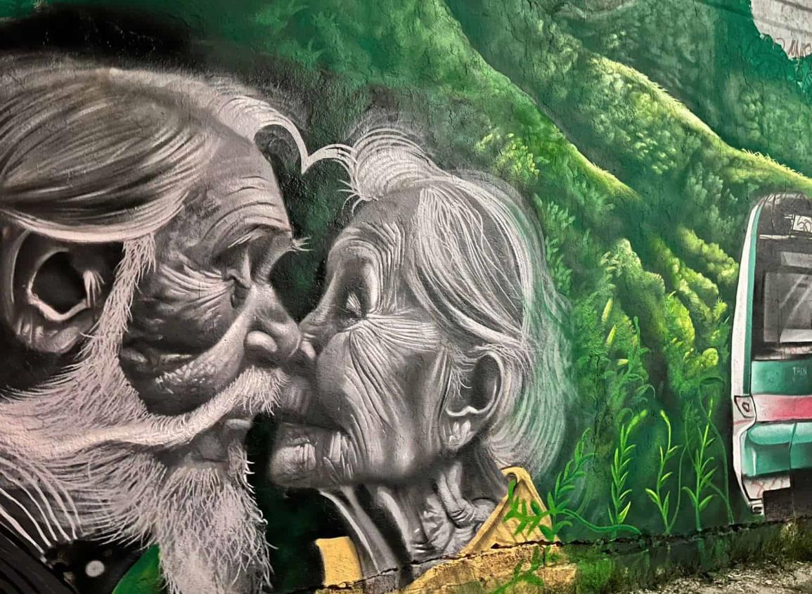 Artista callejero de Nanchital realiza obras de arte en bardas de la cuidad