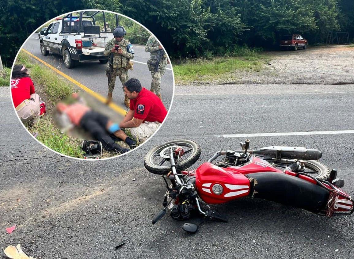 Conductor de camioneta impacta a motociclista y huye en la Sayula-Acayucan 