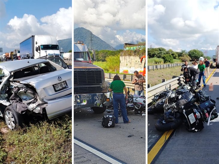 Se registra fuerte carambola en la autopista Orizaba-Córdoba; hay 4 lesionados