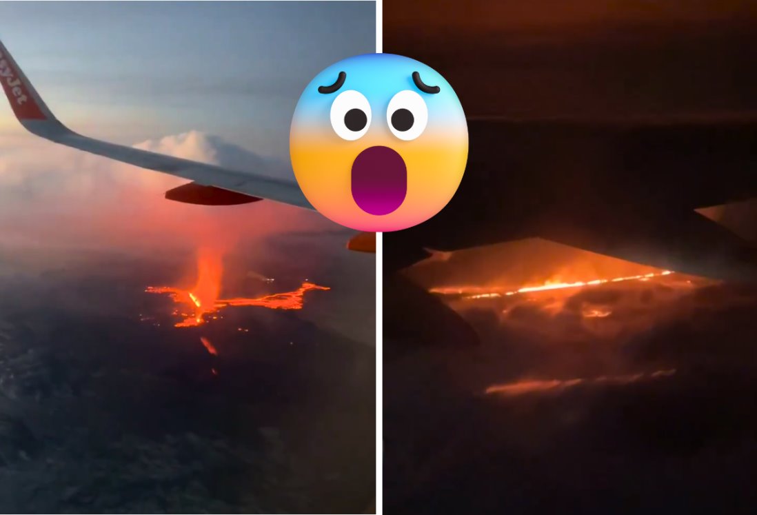 ¿Erupción de un volcán en Islandia? Pasajero de avión capta impresionantes imágenes | VIDEO