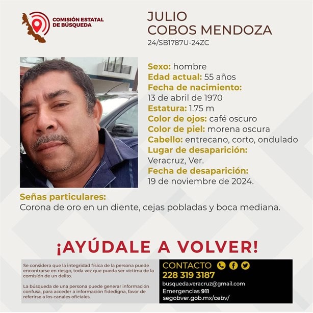 Rosario, Fernando y Julio desaparecieron en Veracruz durante estos 23 días de noviembre