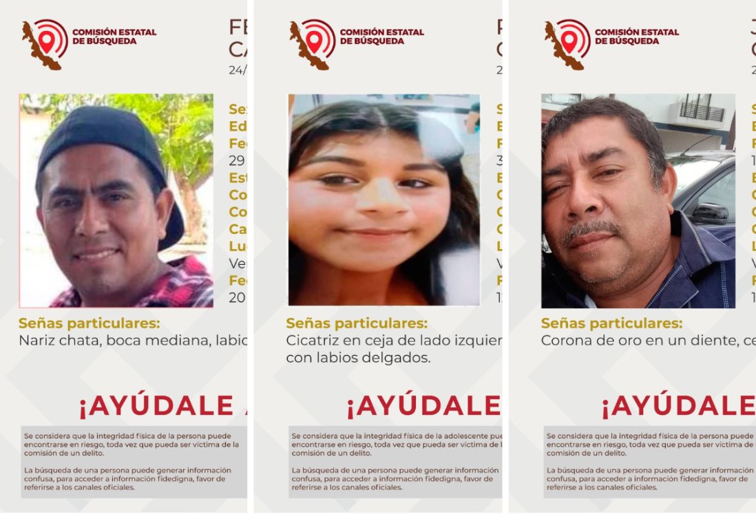 Rosario, Fernando y Julio desaparecieron en Veracruz durante estos 23 días de noviembre