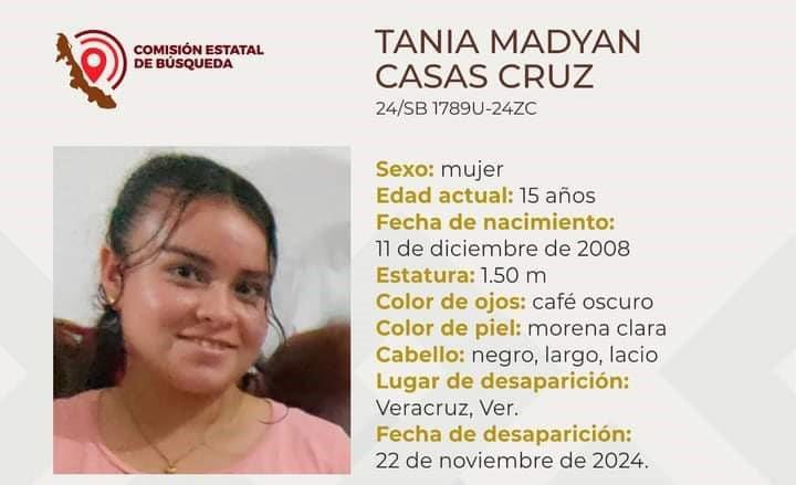 Buscan familiares a la quinceañera Tania Madyan, desapareció en Veracruz