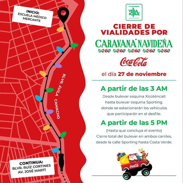 Caravana Coca Cola en Veracruz: vías alternas ante el cierre de calles