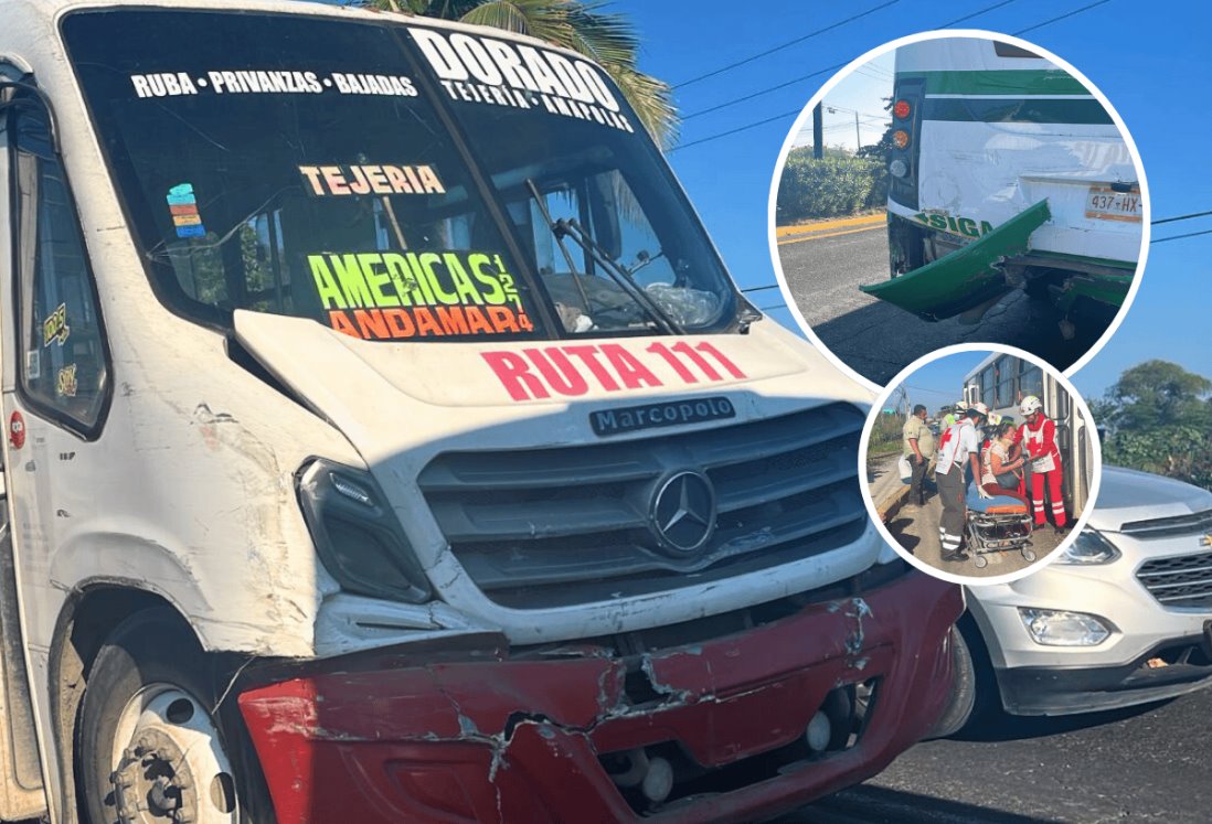 Camión urbano pierde el control y choca contra otro en carretera Veracruz – Xalapa; hay 10 lesionados | VIDEO