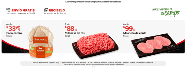 Miércoles del Campo en Soriana, estas son las mejores ofertas de hoy 27 de noviembre 