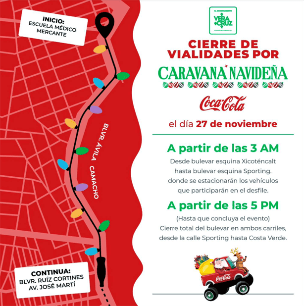 Caravana Coca Cola en Veracruz: ¿a qué hora terminan los cierres viales?