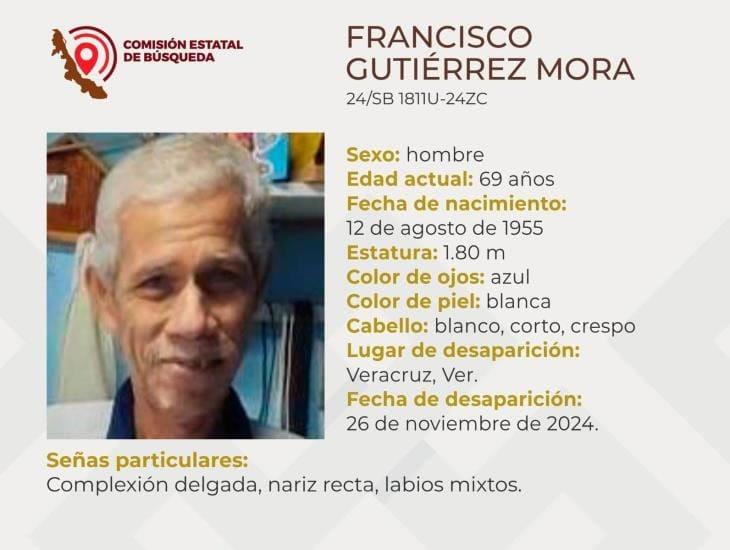 Desaparece abuelito de 69 años en Veracruz; piden apoyo para localizarlo