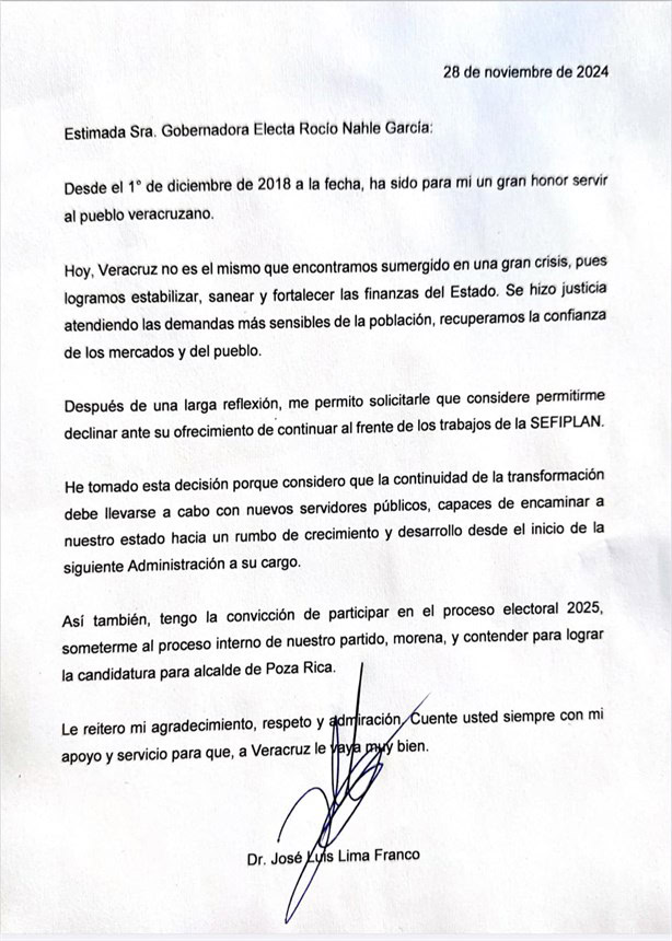 Lima Franco no será titular de Sefiplan en Veracruz; Rocío Nahle nombra a Miguel Reyes Hernández