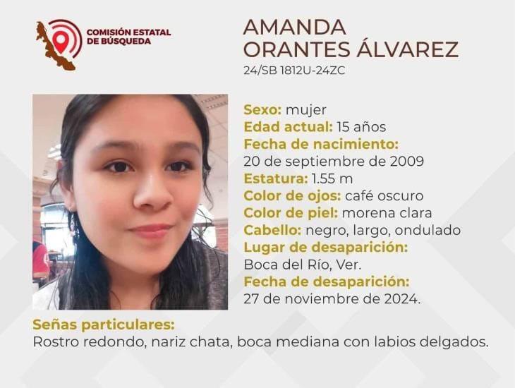 Amanda Orantes de 15 años desapareció en Boca del Río; estas son sus características